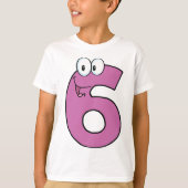 Cartoon nummer 6 leuke Paarse glimlachende zes T-shirt (Voorkant)