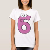 Cartoon nummer 6 leuke Paarse glimlachende zes T-shirt (Voorkant)
