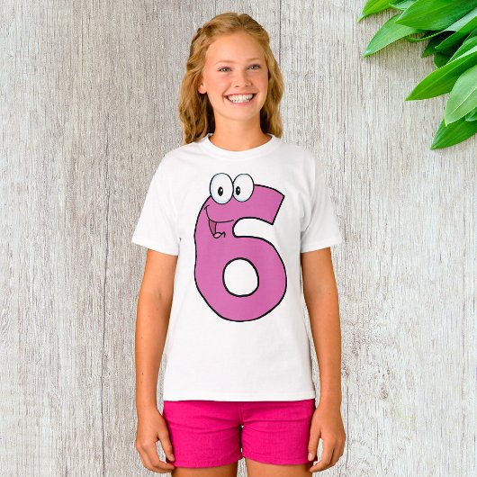 Cartoon nummer 6 leuke Paarse glimlachende zes T-shirt
