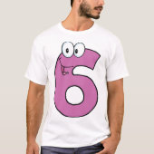 Cartoon nummer 6 leuke Paarse glimlachende zes T-shirt (Voorkant)