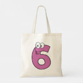 Cartoon nummer 6 leuke Paarse glimlachende zes Tote Bag (Achterkant)