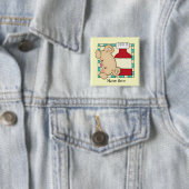 Cartoon Nurse Beer add name knop Vierkante Button 5,1 Cm (In situ)