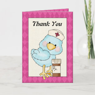 Cartoon Nurse Bird Thank You greeting card Bedankkaart