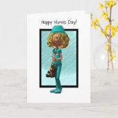 Cartoon Nurse, Nurses Day Greeting Card Kaart (Gele Bloem)