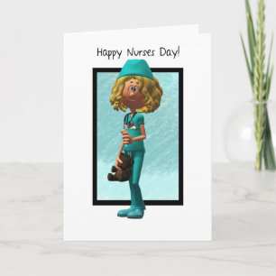 Cartoon Nurse, Nurses Day Greeting Card Kaart