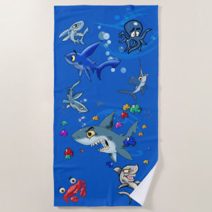 Cartoon Ocean Beach Handdoek