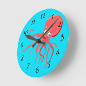 Cartoon Octopus Achtergrond Ronde Klok (Hoek)