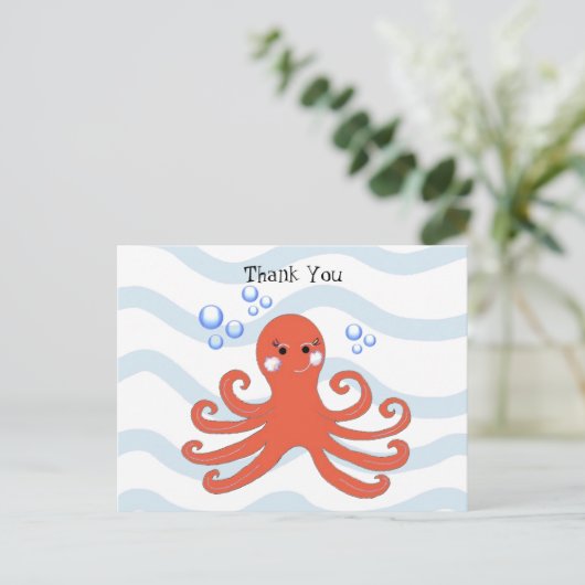 Cartoon Octopus Briefkaart (Staand voorkant)