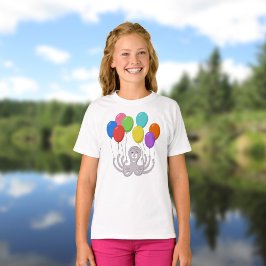 Cartoon Octopus Colorful Balloons Girl T-shirt