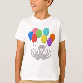 Cartoon Octopus Colorful Balloons Kinder T-shirt
