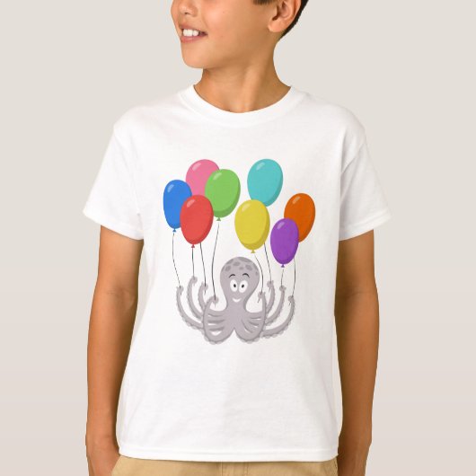 Cartoon Octopus Colorful Balloons Kinder T-shirt (Voorkant)