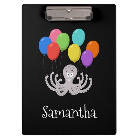 Cartoon Octopus Colorful Balloons Klembord (Voorkant)