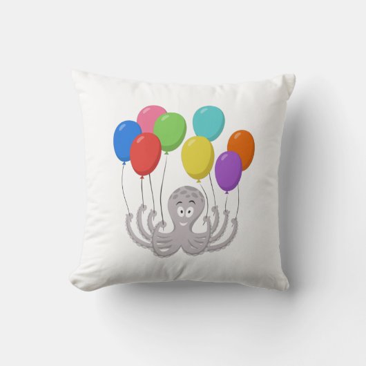 Cartoon Octopus Colorful Balloons Kussen (Voorkant)