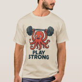 Cartoon Octopus Gewichtheffen - Speel Sterke Gym T-shirt (Voorkant)