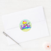 Cartoon Octopus Gitaar spelen Ronde Sticker (Envelop)