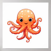 Cartoon octopus illustratie poster (Voorkant)