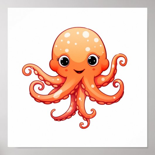 Cartoon octopus illustratie poster (Voorkant)