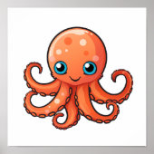 Cartoon octopus illustratie poster (Voorkant)