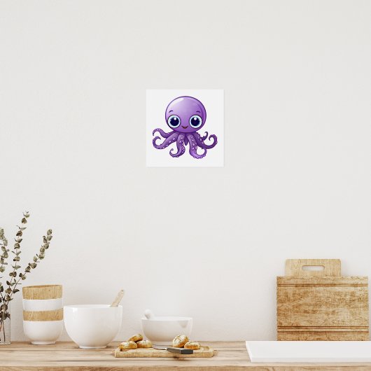 Cartoon octopus illustratie poster (Keuken)