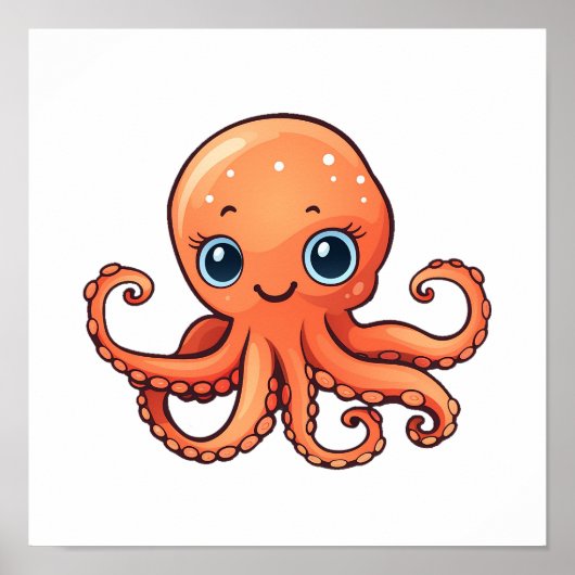 Cartoon octopus illustratie poster (Voorkant)