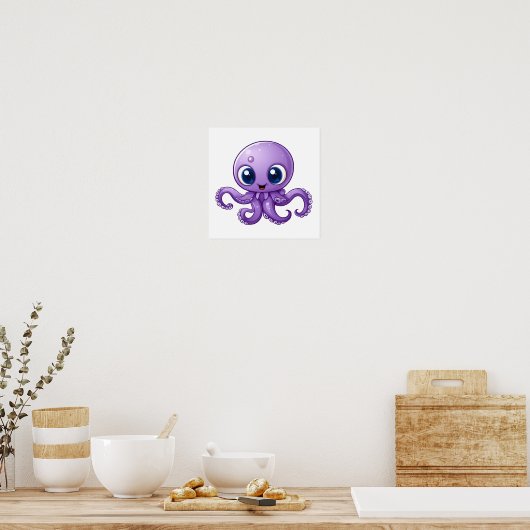 Cartoon octopus illustratie poster (Keuken)