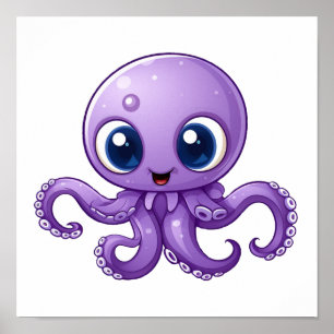 Cartoon octopus illustratie poster