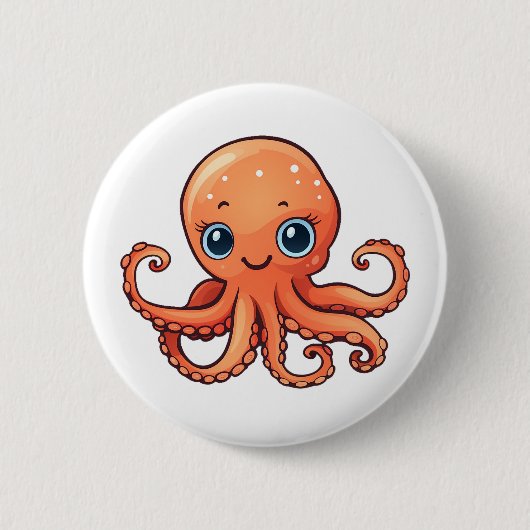 Cartoon octopus illustratie ronde button 5,7 cm (Voorkant)