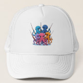 Cartoon Octopus Kids Hat Trucker Pet (Voorkant)