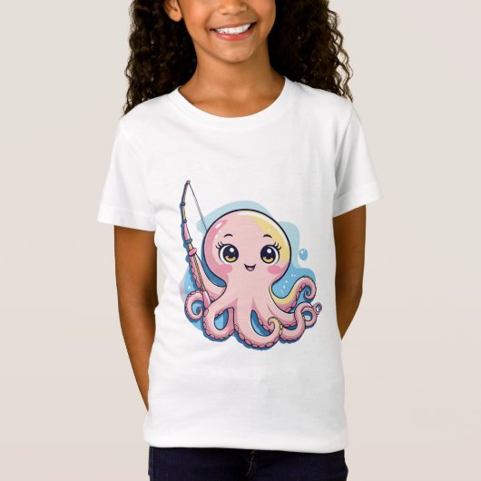 Cartoon Octopus Kids Tee T-shirt (Voorkant)