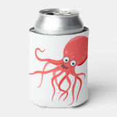 Cartoon octopus oranje rood zee blikjeskoeler (Blikje Voorkant)