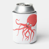 Cartoon octopus oranje rood zee blikjeskoeler (Blikje Achterkant)