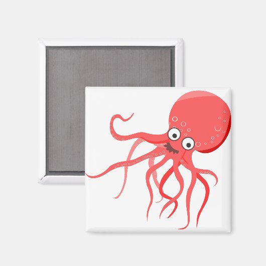 Cartoon octopus oranje rood zee magneet (Voorkant / Achterkant)