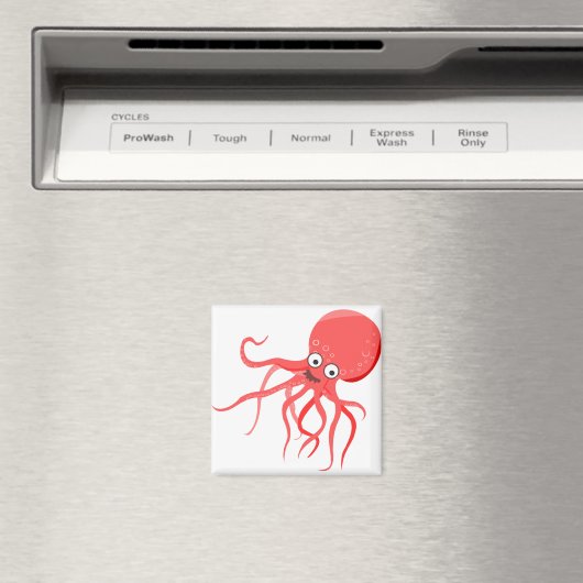 Cartoon octopus oranje rood zee magneet (Insitu (Vaatwasser))