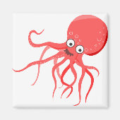 Cartoon octopus oranje rood zee magneet (Voorkant)
