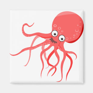 Cartoon octopus oranje rood zee magneet