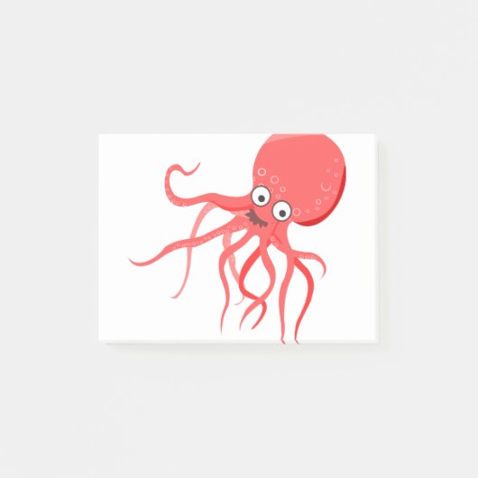 Cartoon octopus oranje rood zee post-it® notes (Voorkant)