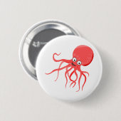 Cartoon octopus oranje rood zee ronde button 5,7 cm (Voorkant /achterkant)