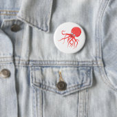 Cartoon octopus oranje rood zee ronde button 5,7 cm (In situ)