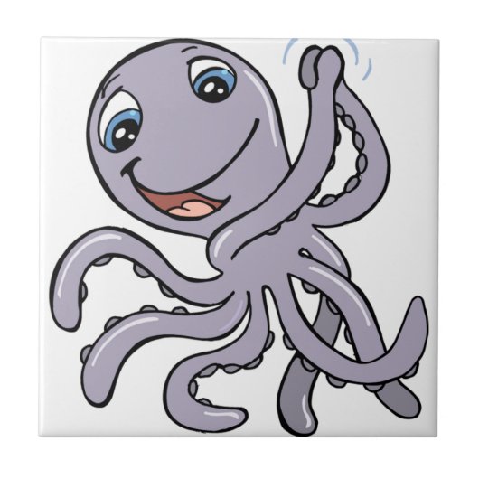 Cartoon Octopus Tegeltje (Voorkant)