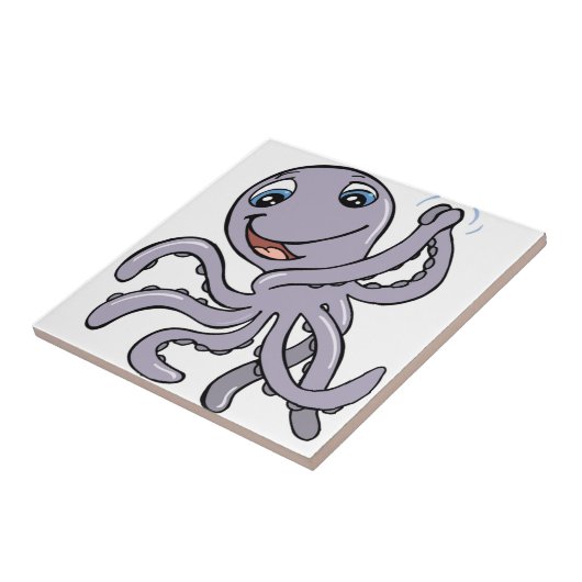 Cartoon Octopus Tegeltje (Zijkant)