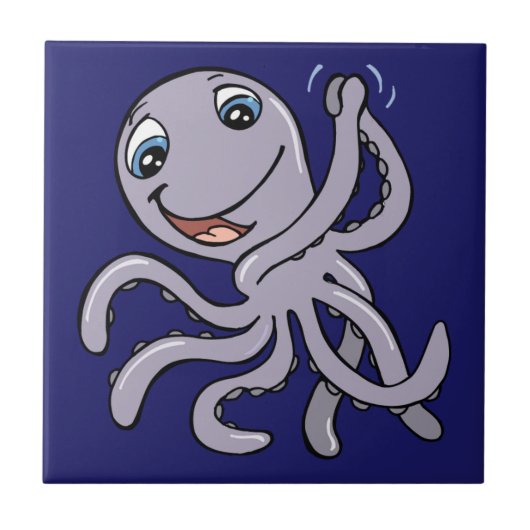 Cartoon Octopus Tegeltje (Voorkant)