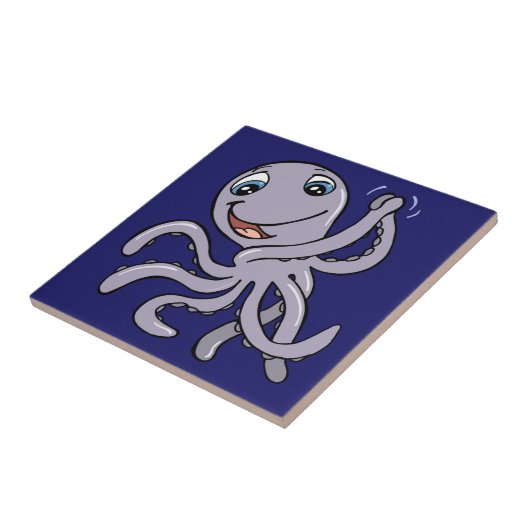 Cartoon Octopus Tegeltje (Zijkant)