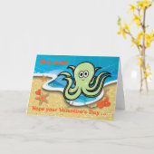 Cartoon Octopus van de kleinzoon Valentijn Kaart (Gele Bloem)