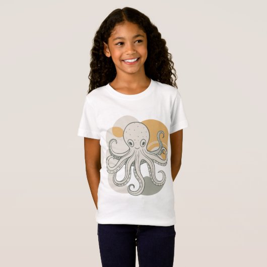 Cartoon octopus. Zee octopus T-shirt (Voorkant volledig)