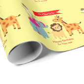 Cartoon Oerwoud Dieren Happy Birthday Specialized Cadeaupapier (Rol Hoek)