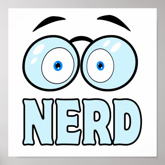 Cartoon ogen met bril NERD Poster (Voorkant)