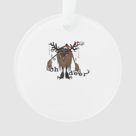Cartoon Oh Deer Funny Reindeer HolAcrylic Ornament (voorkant)
