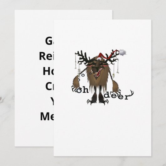 Cartoon Oh Deer Funny Reindeer Holiday Gamer Gift Feestdagenkaart (Voorkant / Achterkant)