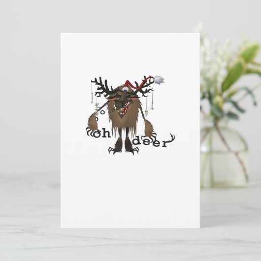Cartoon Oh Deer Funny Reindeer Holiday Gamer Gift Feestdagenkaart (Staand voorkant)