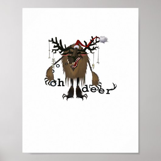 Cartoon Oh Deer Funny Reindeer Holiday Gamer Gift Poster (Voorkant)